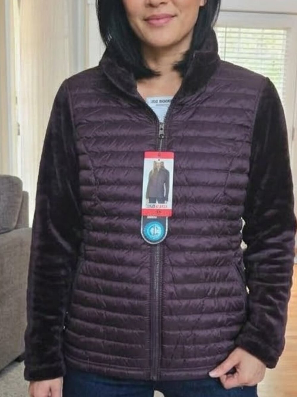 NWT 32 degrees medium puffer and faux fur ultra light down long sleeve jacket